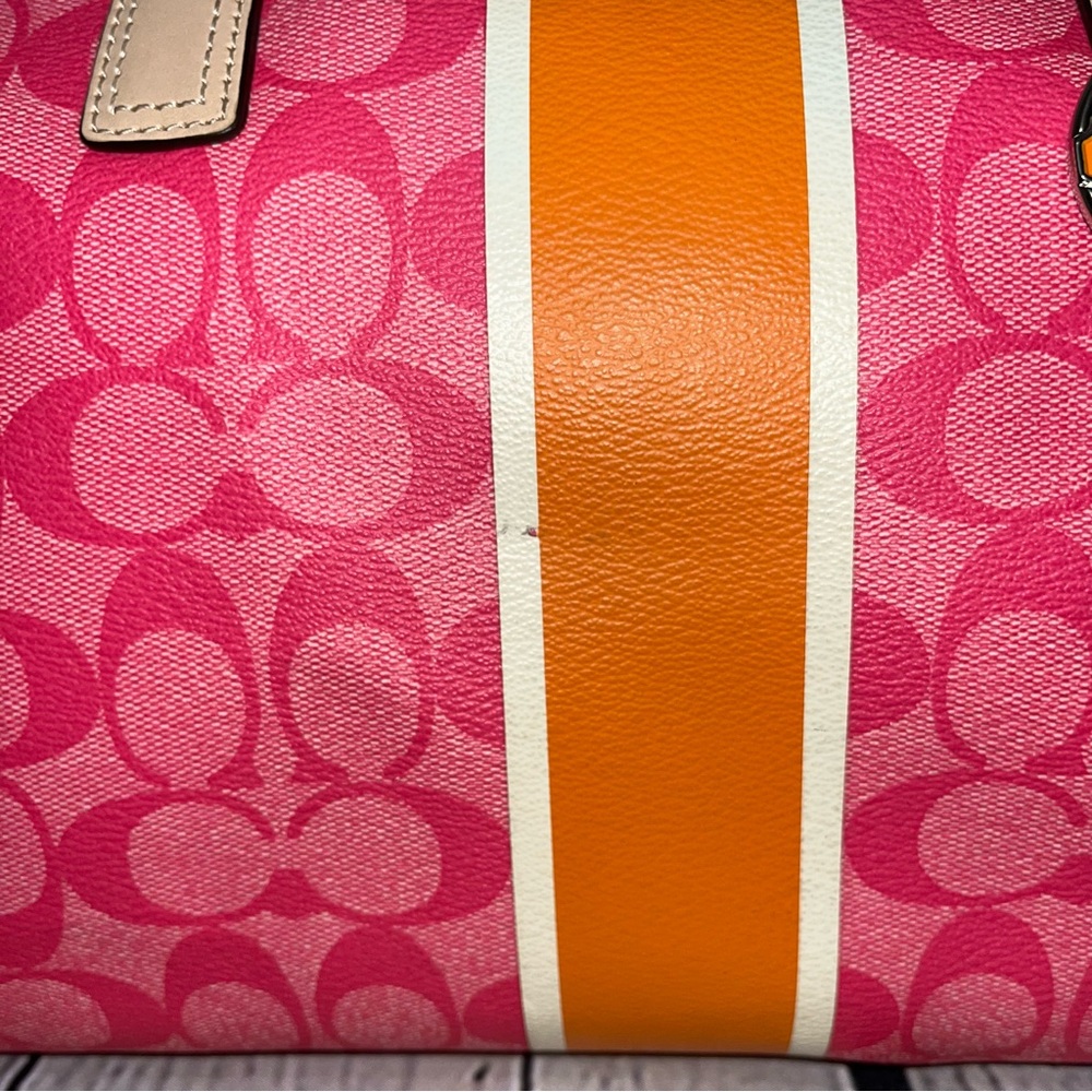 Coach Pink and Orange Signature Satchel - Picture 14 of 16